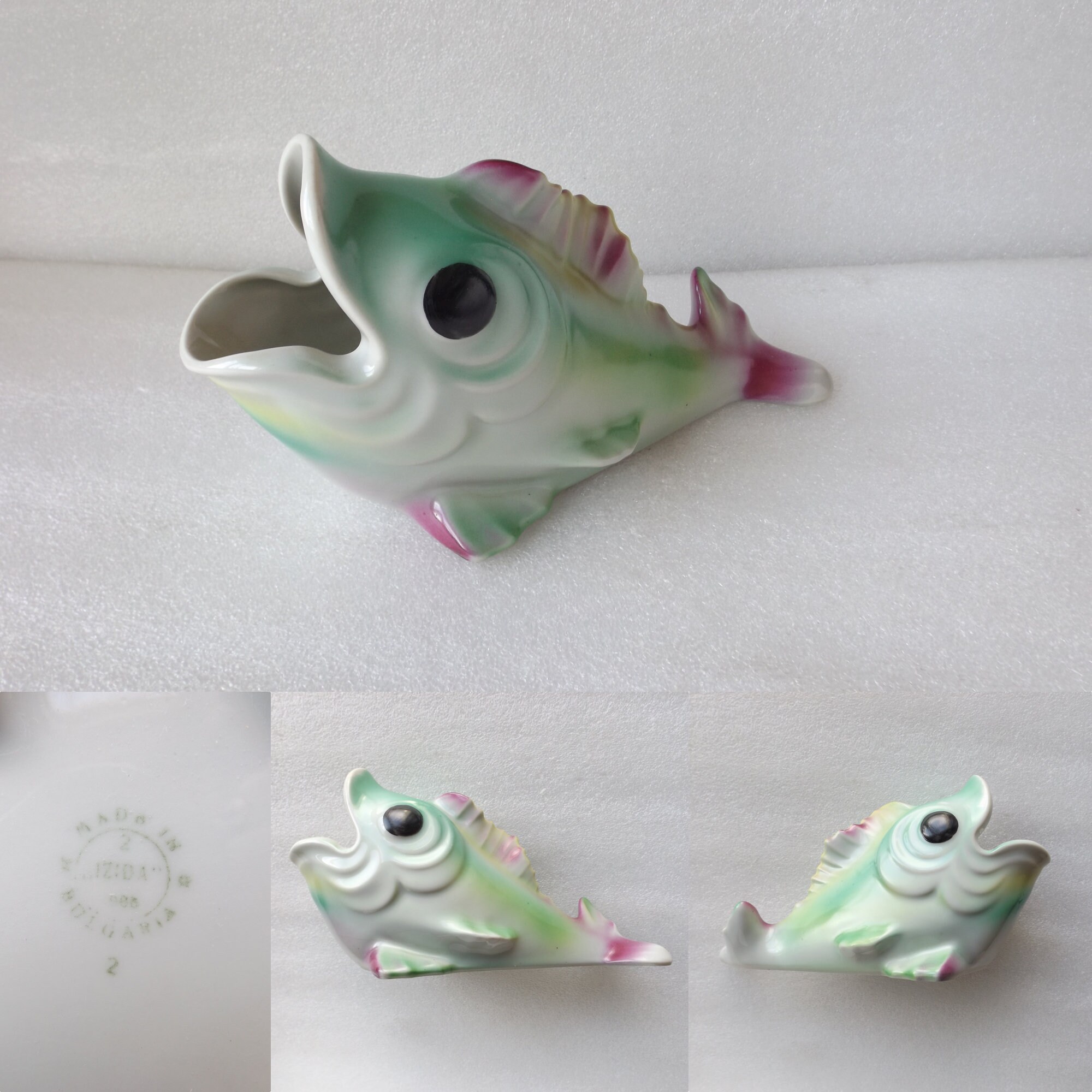 Beautiful Vintage Big Fish Porcelin Figure With Big Open Mouth ...