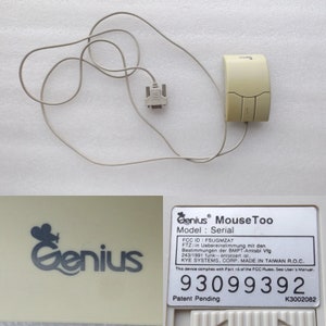 Rare Vintage Genius Mouse Тоо FSUGMZA7 9-pin 3-button - Working, FREE SHIPPING