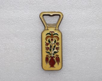 Vintage Greece Bottle Opener Brass Bronze and Enamel Bottle Opener Enamel Greek , Souvenir of Greece , FREE SHIPPING