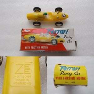 Vintage Toy Car Ferrari Racing Car 1004 BPP Friction Mechanism Made in Hong Kong with Original Box , FREE Shipping