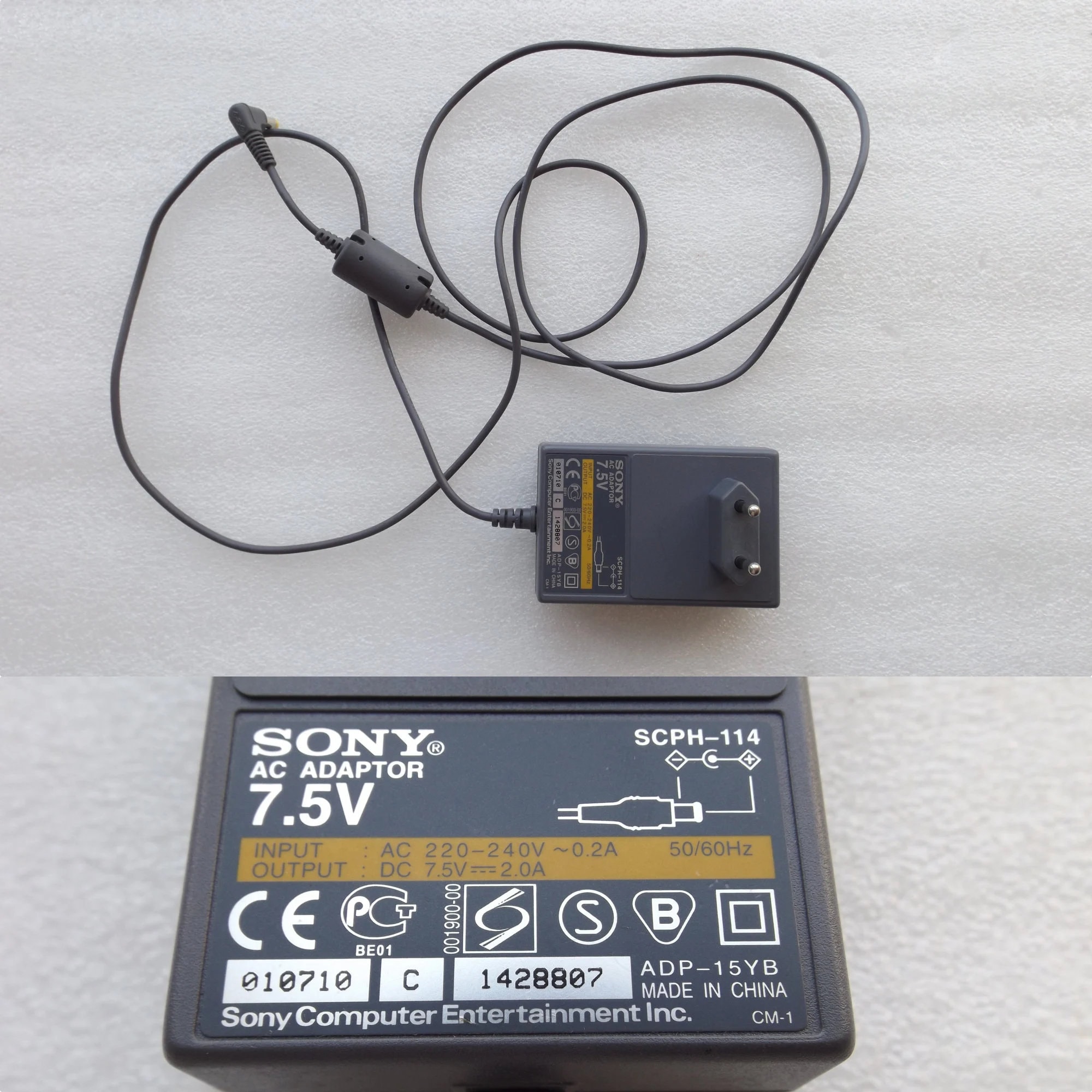 Original Sony AC Adapter 7.5V SCPH-114 Power Supply PS1