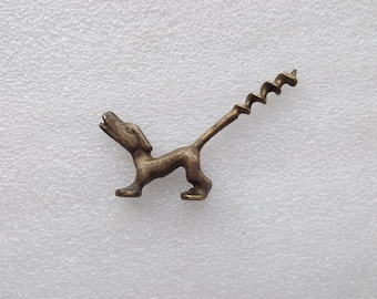 Vintage Brass Dachshund Dog Corkscrew Art Deco Figurine Bottle Opener , Free Worldwide Shipping