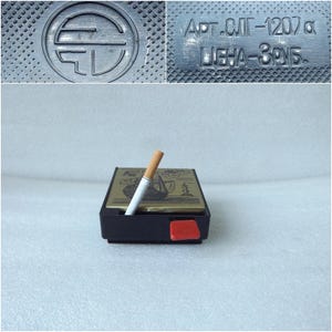 RARO porta sigarette meccanico da scrivania vintage URSS sovietico russo, "LENINGRAD" tavolo scrivania, spedizione gratuita in tutto il mondo