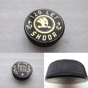 RARE Vintage Hockey Puck , Official Hockey Puck , Skoda Plzen ,  Made in Czechoslovakia 1970s, Free Worldwide Shipping