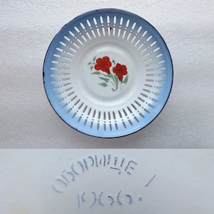Vintage Enamel Fruit Bowl , Colander , Strainer , 1966&#39;s Bulgaria , Free Worldwide Shipping