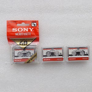 3 x Sony MC-60B Microcassette/1 NEW Tapes, 2 USED Tapes/Dictaphone Tapes/60 minutes/ Japan/ Sealed/ Microcassette Blank Tape, Free Shipping