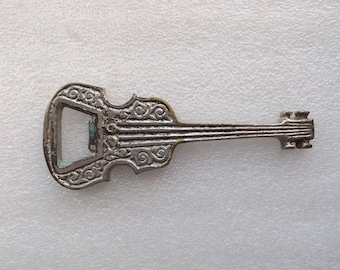 Vintage Bottle Opener Metal Figural Guitar , Free Worldwide Shipping