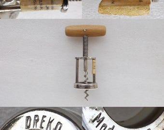 Vintage Corkscrew Opener Dreko Germany Wooden Handle , New , FREE SHIPPING