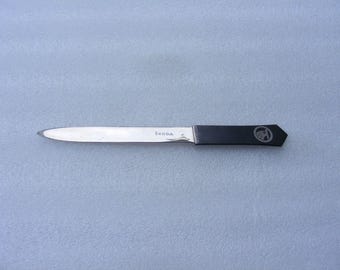 Zeldzame vintage briefopener metalen bureaumes, Skoda met embleemlogo, GRATIS VERZENDING