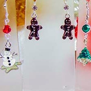 CHRISTMAS EARRINGS, Christmas jewelry, earrings for children, enamel charm earrings, reindeer, Santa, charm jewelry, Xmas earrings - 2079C