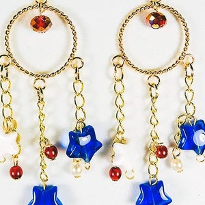 4TH of JULY EARRINGS, Memorial Day, Flag Day, red, white & blue earrings, patriotic earrings, patriotic jewelry, red, white blue - 1378R