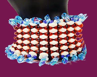 Set di braccialetti elasticizzati con perline di vetro patriottico rosso bianco blu Set di gioielli fatti a mano del 4 luglio, regalo per lei - Italia