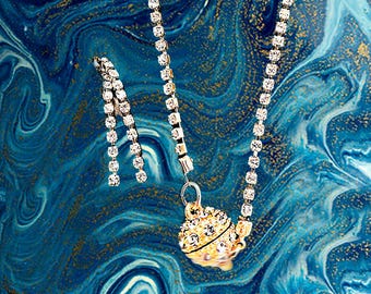 Rhinestone Bracelet & Earrings Set: Cup Chain Jewelry with Magnetic Clasp