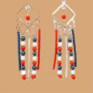 4TH OF JULY earrings, Memorial Day, Flag Day, red white blue earrings, patriotic earrings, patriotic jewelry, red white blue - 0780R