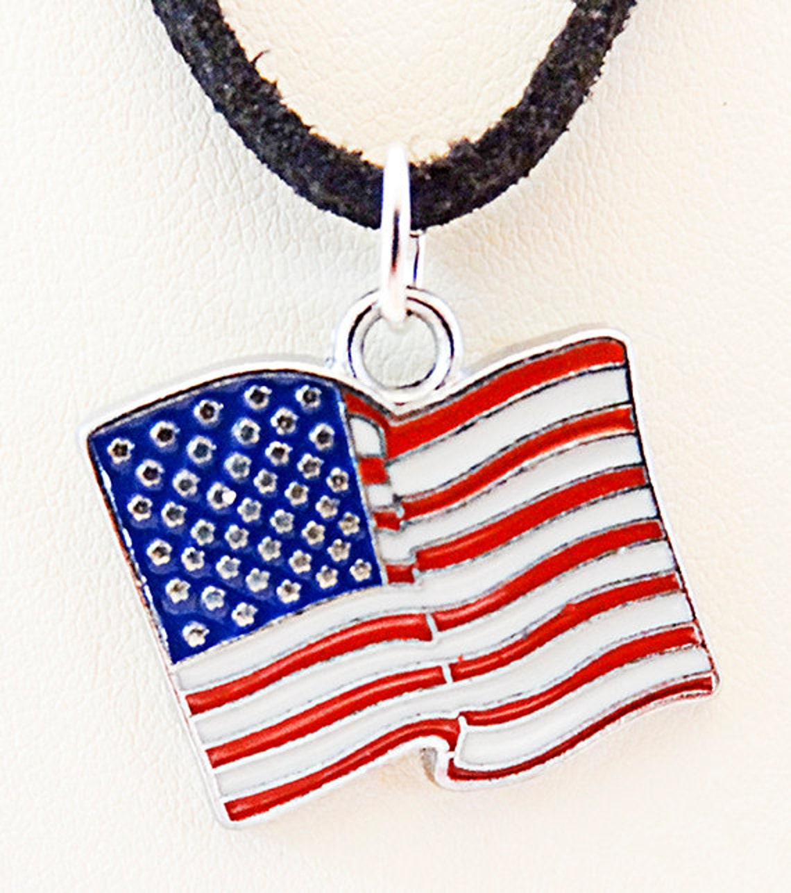 USA FLAG NECKLACE Usa Flag Jewelry Usa Flag Charm Black Etsy