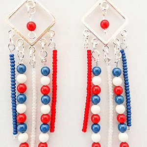 twisted wire hoops Flag Day 4th of July 1839+ blue earrings Independence Day Memorial Day PATRIOTIC EARRINGS Americana earrings