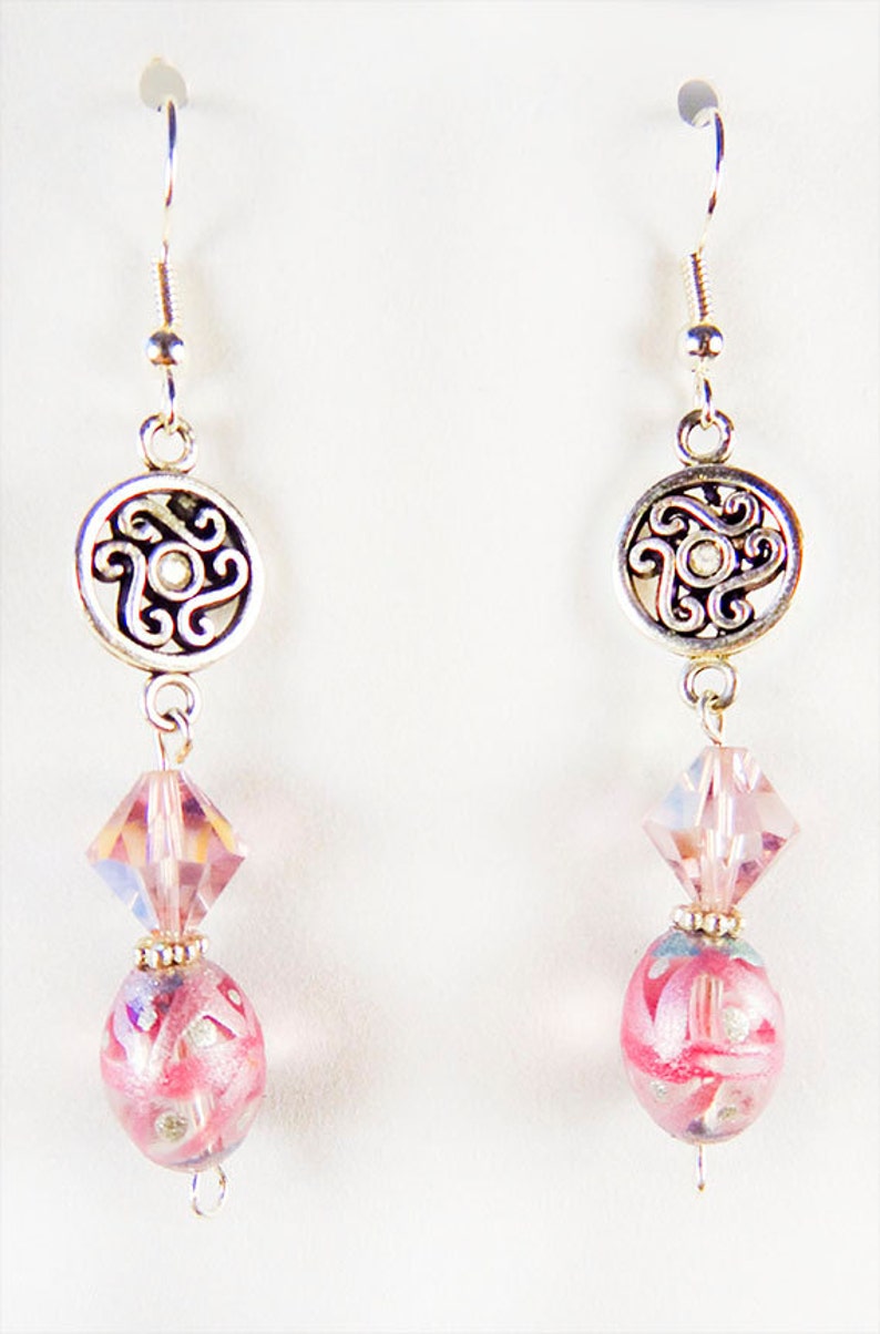 1414 Earrings rose earrings rose crystal rose oval glass | Etsy