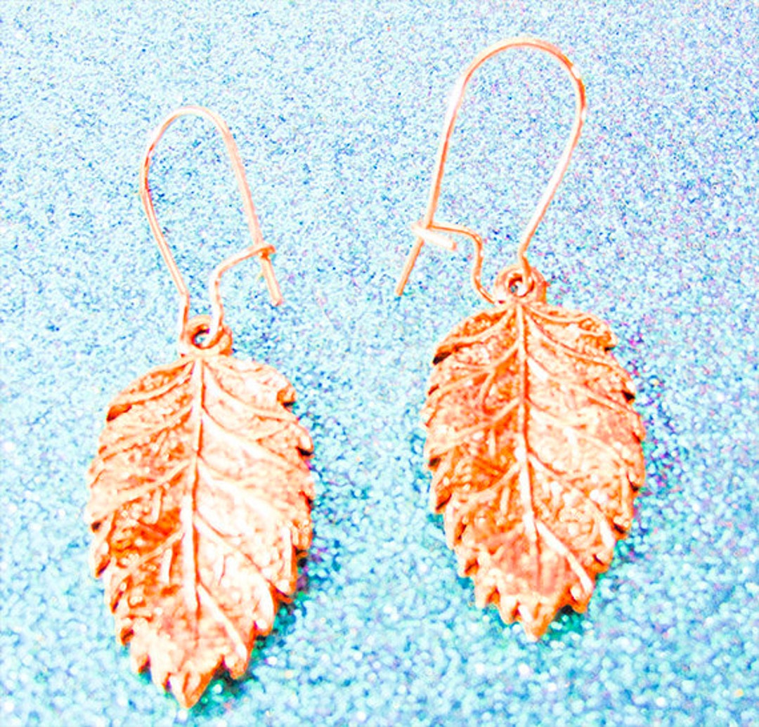 COPPER LEAF EARRINGS Copper Leaf Jewelry Leaf Earringsleaf Etsy