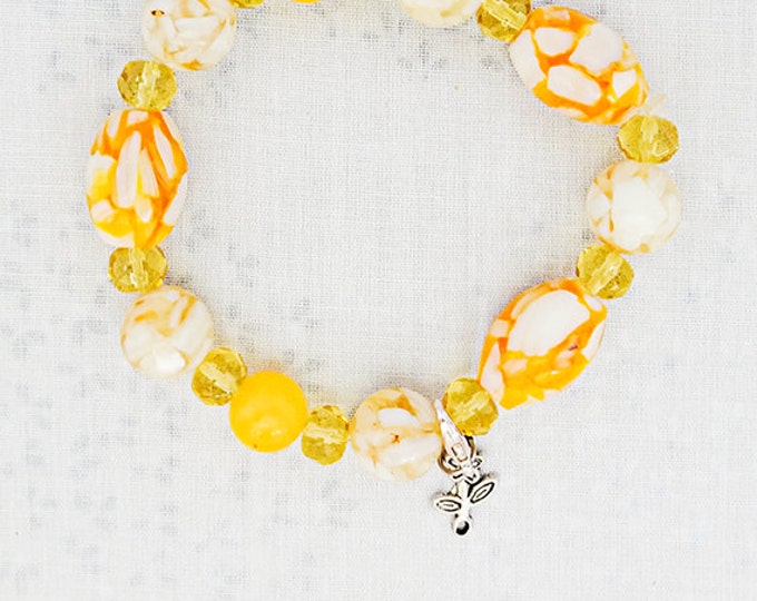 YELLOW BEAD BRACELET Stretch Bracelet Yellow Glass Beads Etsy