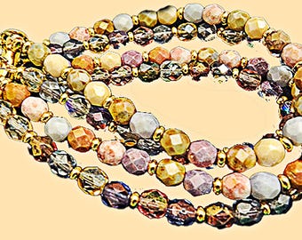 CZECH CRYSTAL BRACELET – Multi-Color 4 Strand Jewelry - 0967B