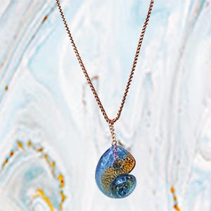 COPPER NECKLACE, copper jewelry, lampwork pendant, blue pendant, gold pendant, copper toggle, glass pendant, handmade, one of a kind - 0977N
