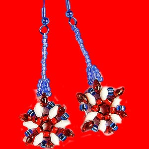 4TH of JULY EARRINGS, Memorial Day, Flag Day, red, white, blue earrings, patriotic earrings, patriotic jewelry, beaded earrings - 1525R