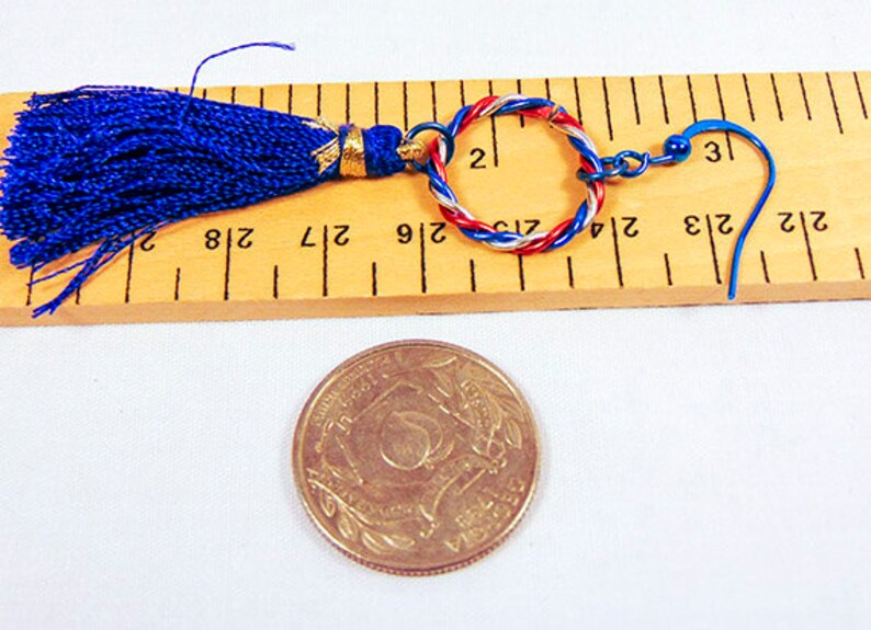 twisted wire hoops Flag Day 4th of July 1839+ blue earrings Independence Day Memorial Day PATRIOTIC EARRINGS Americana earrings