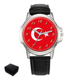 Turkey Turkish Flag Wrist Watch Birthday Gift Engraving