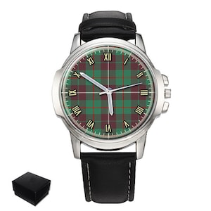 Reloj de pulsera para hombre con tartán del clan escocés Mackinnon. Regalo de cumpleaños o aniversario. Grabado.