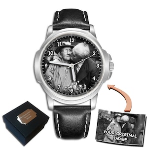 Reloj de pulsera personalizado con foto grabada para caballero, el mejor regalo para cumpleaños y aniversarios.