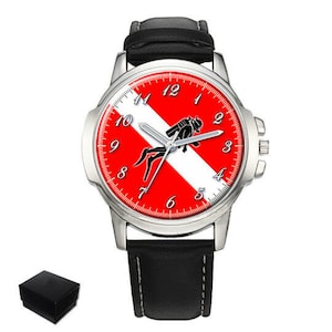 Scuba Diver Down Gents Mens Wrist Watch Birthday Anniversary Christmas Day Best Gift Engraving
