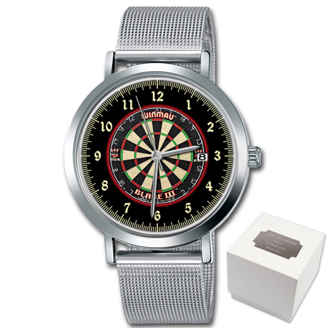 Darts Dartboard Gent's Mens Wrist Watch Mesh Bracelet Etsy