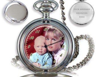 Personalised Custom Quartz Pocket Watch Anniversary, Birthday, Father's Day Gift Box Engraving