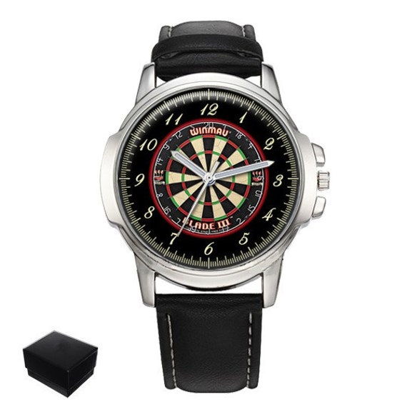 Items similar to Darts Dartboard Gents Mens Wrist Watch Gift engraving on Etsy
