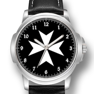 Knights Of Malta Maltese Cross Masonic Gents Men&#39;s Wrist Watch Birthday, Anniversary Best Gift, Engraving