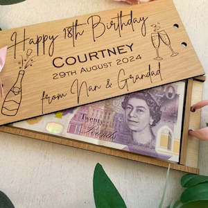 Argent/chèque/carte cadeau en bois pour fête d'anniversaire personnalisée pour des occasions spéciales