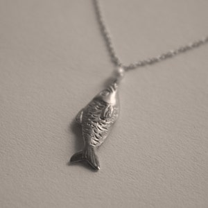 Necklace with pendant handmade 925 Silver fish. Pendant Necklace handmade in 925 sterling silver Fish. image 1