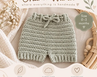 Handmade Crochet Baby Bloomers – Sage Green | 0–3 Months | Free Postage |
