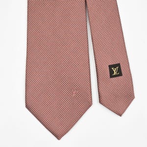 Gravata Louis Vuitton LV com logotipo autêntico, marrom, laranja, vermelho, de seda e algodão trançado