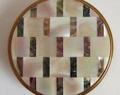 Vintage Margaret Rose 39 Mother of Pearl and Abalone Shell 39 Powder Compact