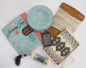 Lot of 6 Vintage Sewing Items. Queen Bess Tin of Pins, Needle Case, Etui Needle Holder, Button Thread, Packets of Needles.