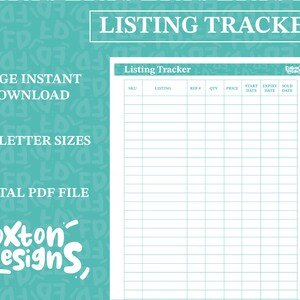 Online Reseller Listing Tracker Digital Download For Sale Product Sheet Planner Etsy eBay Facebook Vinted A4 & Letter