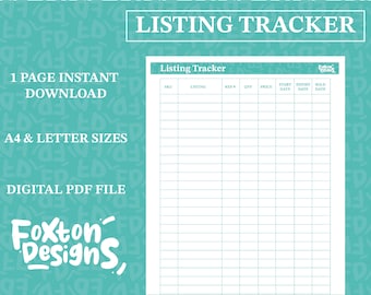 Online Reseller Listing Tracker Digital Download For Sale Product Sheet Planner Etsy eBay Facebook Vinted A4 & Letter
