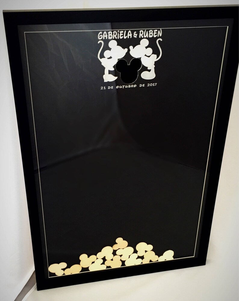 Disney Themed Mickey Mouse Head Wedding Frame Guest Book Etsy