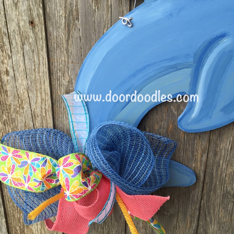 Dolphin wooden front door hang hanger hanging Door Doodles wood wooden custom hand painted