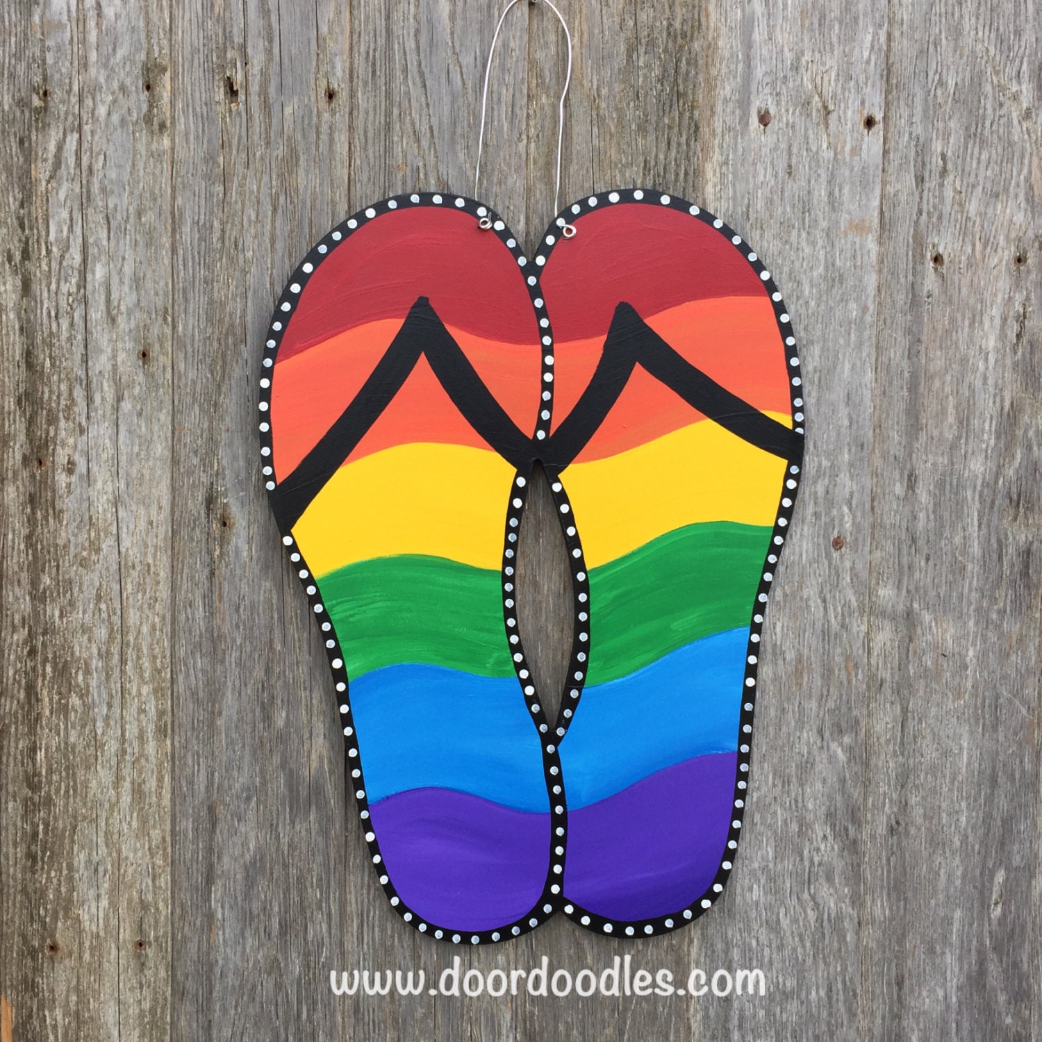 Rainbow Flip Flops Door Decoration Hanger Decor SUMMER Front Door Decor ...