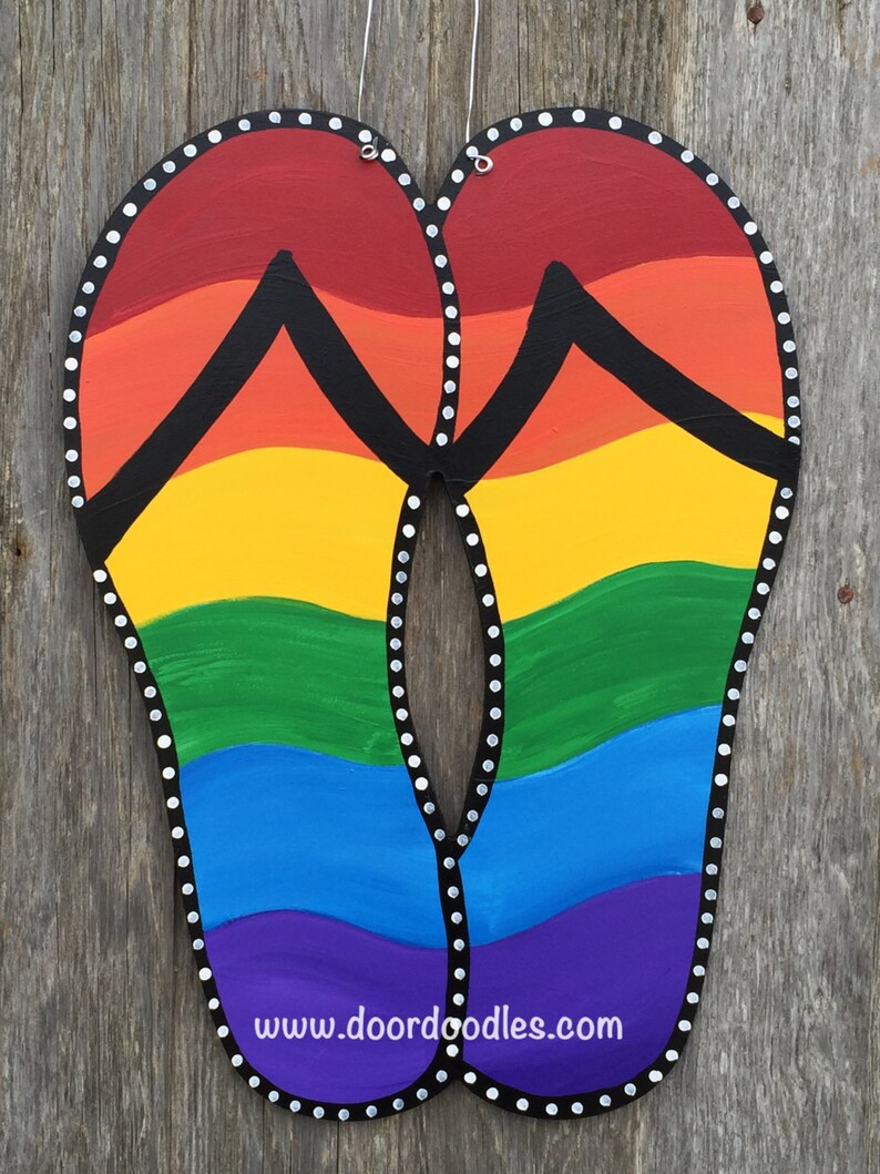 Rainbow Flip Flops Door Decoration Hanger Decor SUMMER Front Door Decor ...