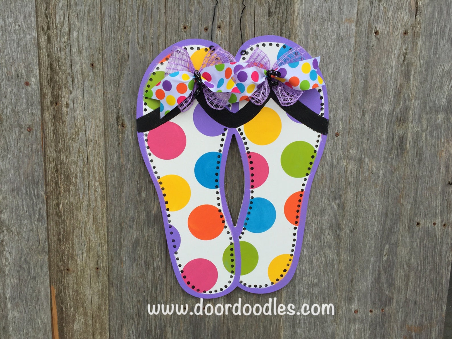 Polka Dot Pair of Flip Flops Door Decoration Hanger Decor SUMMER Front ...