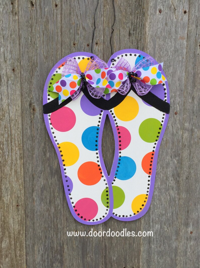 Polka Dot Pair of Flip Flops Door Decoration Hanger Decor SUMMER Front ...