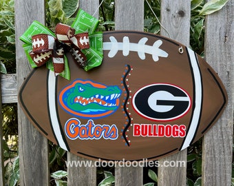 Full size (door hanger) House divided football front door decoration